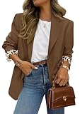 PRETTYGARDEN Blazers for Women 2026 Fall Work Office Suit Jackets Dressy Open Front Leopard Blazer Business Casual Outfits (Brown,Medium)