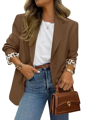 PRETTYGARDEN Blazers for Women 2025 Fall Work Office Suit Jackets Dressy Open Front Leopard Blazer Business Casual Outfits