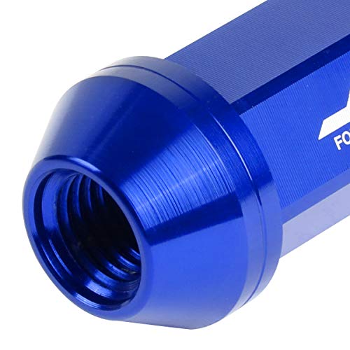 Image of J2 Engineering LN-T7-005-15-BL 7075 Aluminum Blue M12x1.5 20Pcs L: 50mm Close-End Lug Nuts w /Adapter
