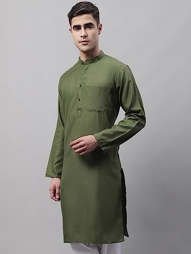 Image of Jompers Men's Cotton Regular Fit Solid Kurtas