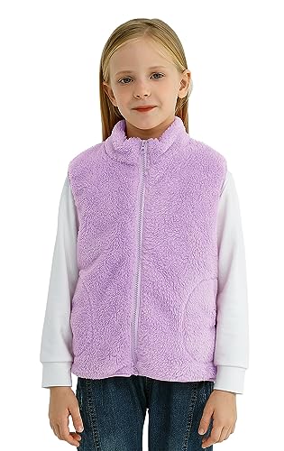 Image of Girls Boys Zippered Vest Warm Soft Fleece Outerwear Jacket with Pockets 3-12 Years