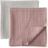 MOZAH Organic Muslin Swaddle Blankets - Set of 2 Large 100% Organic Cotton Blanket - Baby Nursery Essentials - Baby Blankets Neutral - Baby Girl Swaddle and Baby Boy Swaddle (Dusty Rose and Beige)