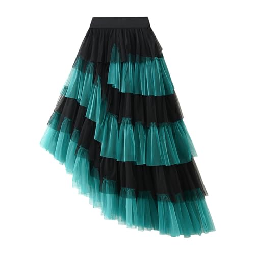 Womens Irregular Tulle Layer Skirts Color-Matching Pleated Maxi Spring Vacation Skirts 20252