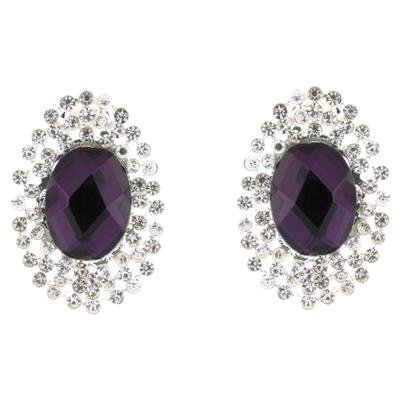 Orecchini a clip con pietra viola e cristallo di