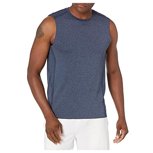 Amazon Essentials - Camiseta sin costuras ni mangas para correr para hombre, Brezo Azul Marino, US M (EU M)