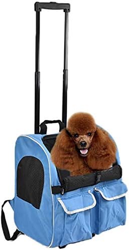Pet Rolling Carrier Backpack with Wheels,5-in-1 Pet Travel Soft-Sided Carrier Bag,Airline Approve Dog Cat Puppies Carrier Pet Travel…