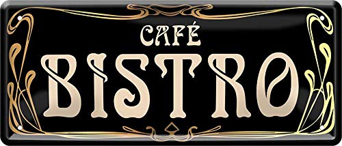 schilderkreis24 - Café Bistro - Plaque en tôle de 28 x 12 cm au look vintage charmant