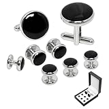 8 Pcs Mens Cufflinks & Tuxedo Studs Set Tuxedo Buttons and Tuxedo Shirt Cufflinks for Men Business Wedding Formal Accessories Groomsmen Gift Set with Gift Box