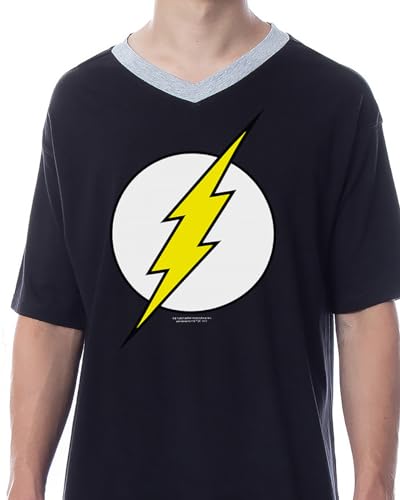 INTIMO DC Comics Mens' The Flash Logo Symbol Nightgown Sleep Pajama Shirt4