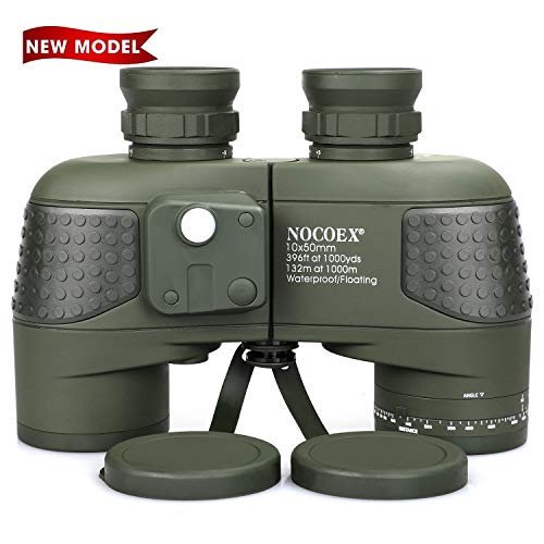NOCOEX 10X50 Jumelles Adulte Militaires Anti-Buée Etanches avec Télémètre Interne et Boussole,pour la Navigation, la Navigation de Plaisance, la Pêche,Observation des Oiseaux, la Chasse et Bien Plus