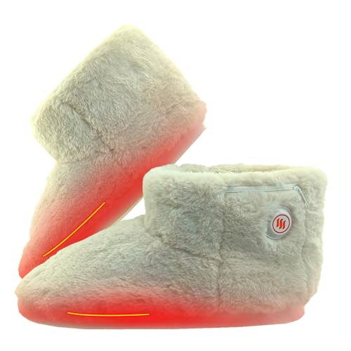 Pantoufles chauffantes USB cadeau idéal hiver chaussons douillets beige 36 EU