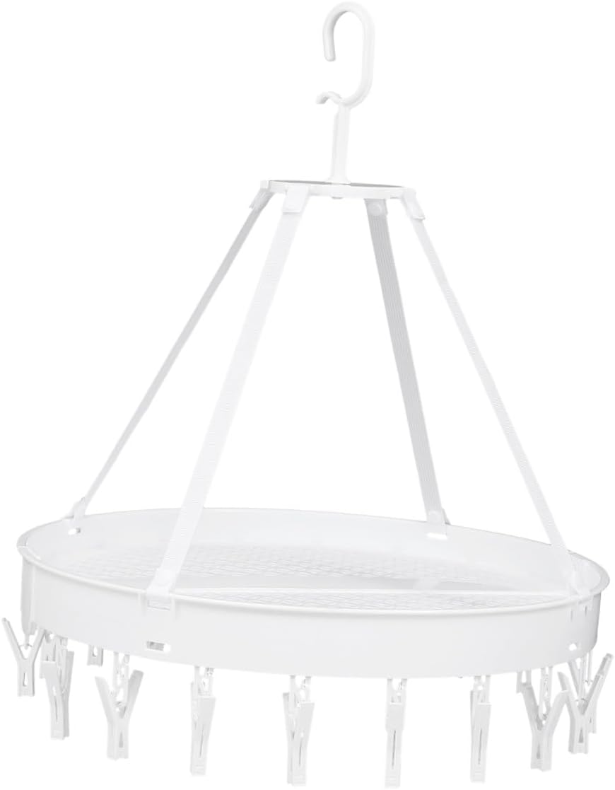 Windproof Folding Underwear Drying Rack Single Layer White for Socks Bras Towels Balcony Indoor Clothes Hanger