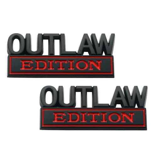 Image of 2Pc Outlaw Edition Emblem 3D Badge Stickers with Double Tape for Cars, Trucks, Motorcycles, Boats (Black Red)