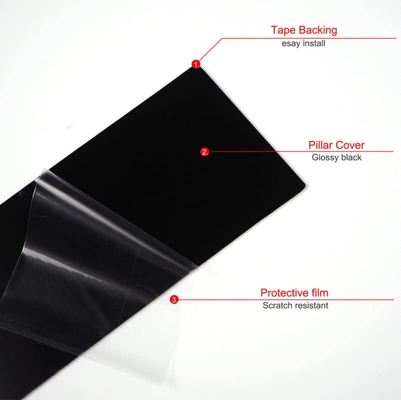 Miniatura 2 de Poste de pilar de ventana compatible con Do-dge Ram 1500 2500 3500 2009-2018 cubierta de puerta, color negro brillante, 4 piezas