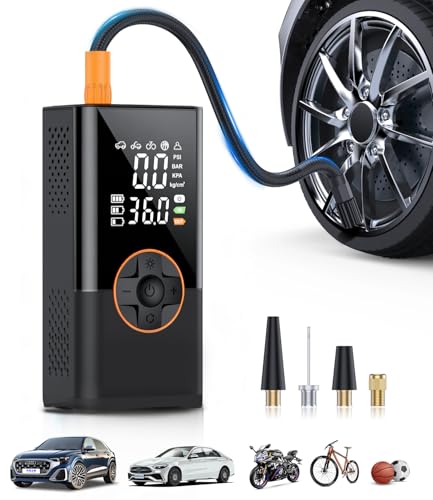 KUXISA Tire Inflator Portable Air Compressor, 3X Faster Air Compressor with Digital Pressure Gauge, 150 PSI Portable Air Pump for Cars, Motorcycles, Bicycles, Balls and More(Black)