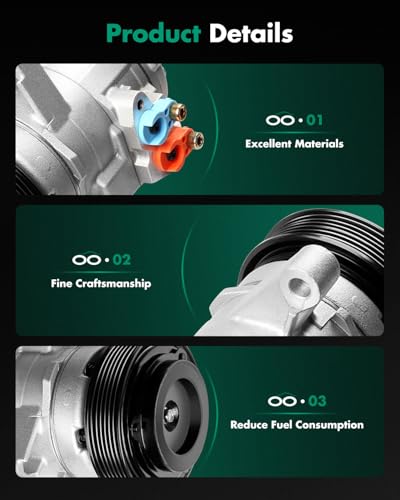 Image of SCITOO AC Compressor for Jeep for Grand Cherokee 3.7L 4.7L 2005 2006 2007 | Fast Cooling, Ultra Low Noise (≤72 dB)Air Conditioner Compressor with Clutch, Easy Installation, 255465 TEM255465 2011271AM