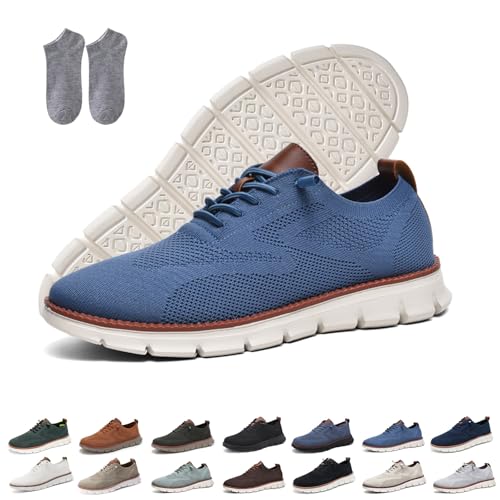 Breeze Zapatos Hombre, 2025 New Urban-Ultracómodo Ortopédicas zapatillas, Informales Vestir Ligeras Transpirables Malla Sin Cordones Punto Caminar Wearbreeze Zapatos con Soporte Arco(Light Blue 2,45 E