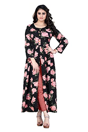 Image of H.E HAMZA ENTERPRISER Printed Crepe Material Brown Western Dress For Women
