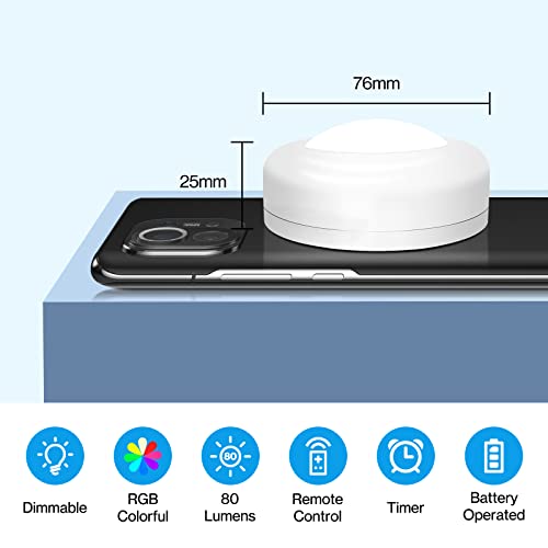 Cadrim RGB Schrankleuchten mit 2 Fernbedienung,LED Schrankbeleuchtung Nachtlicht Schranklicht 13 Farben RGB Schrank Lichter,Batteriebetriebene Schrankleuchten Beleuchtung Dimmbar (weiß 3)