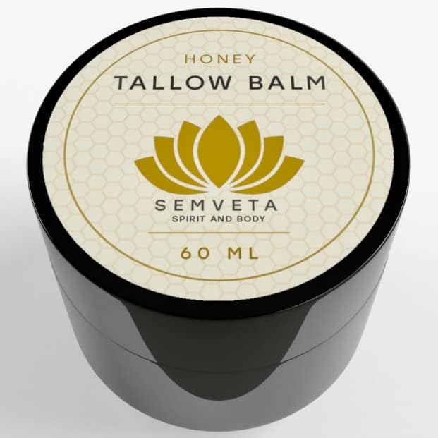 Honey Tallow Balm - 100% Grass Fed Moisturizing Tallow Balm For Sensitive Skin - Tallow Face Cream - Skincare, Tallow Butter, Honey - Tallow Balm Moisturizer