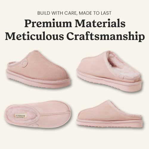 Image of Fireside by Dearfoams Women's Greta Genuine Shearling Clog Slippers, 100% Natural Suede Clogs for Outdoor & Indoor