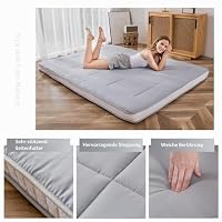 MAXYOYO Futonmatratze, gepolsterte japanische Bodenmatratze, Auflage, gesteppt, extra Dicke klappbare Schlafmatte, atmungsaktive Bodenliege, als Gästebett, Couch, für Camping (Hellgrau, 150x200cm) – Ansicht 6
