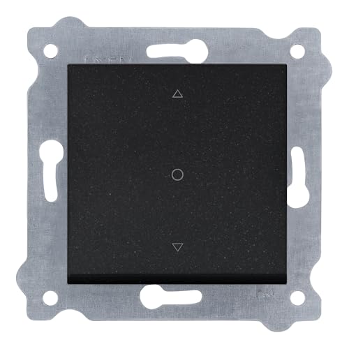 EXEN - Interruptor embalado de cruz para persiana - interruptor de persianas preto metalizado 3 vias - All-in-One compatível com a série KARELL/ODAK/COMFORT - 218/14E