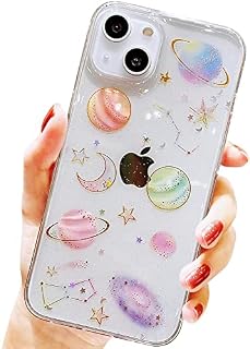 AMART for iPhone 13 Mini Case Flowers, Clear Cute Dried Flower Phone Case Transparent Glitter Slim Soft TPU Silicone Floral Women Girls Protective Phone Cover for iPhone 13 Mini(Pink Gypsophila)