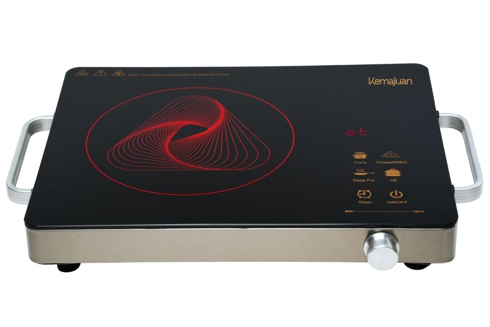 Kemajuan Portable Infrared Cooktop, Touch Control Panel, Fast Heating, Energy Efficient for Home Kitchen Cooking | Color - Black+Silver | 2200 W