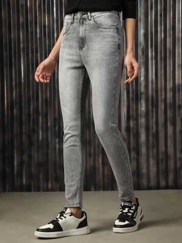 Image of High Star Women Cotton Washed Skinny Fit High-Rise Jeans
