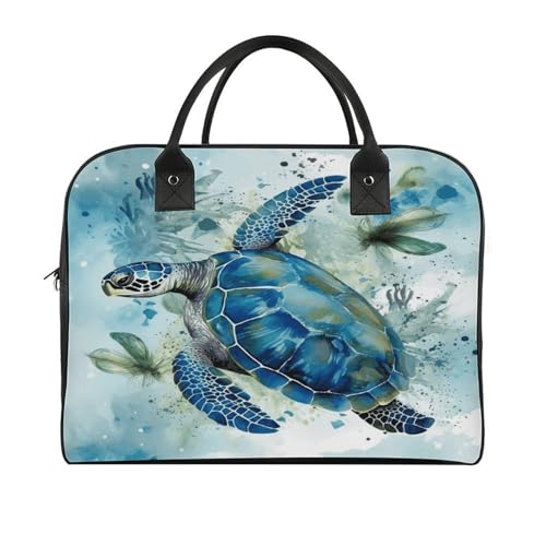 Bolso Tote Azul con Cremallera y Correa Ajustable de Nylon miniatura 3