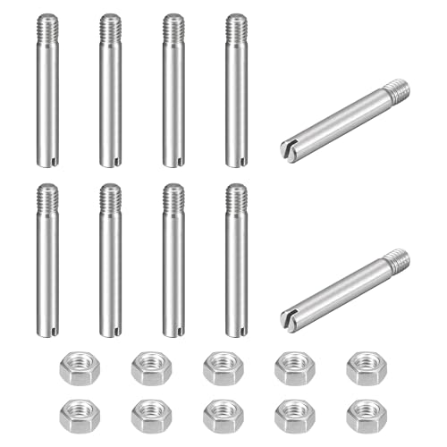 sourcing map 10 perni cilindrici con intaglio, M5 x 35 mm, in acciaio inox 304, con filettatura esterna, viti con scanalatura con dado per installazione di mobili per armadi (GB878)