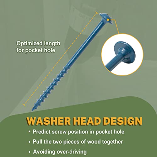 lionmax pocket hole screws 2-12 inch 300 pcs exterior pocket screw 8 x 2-1234 coarse thread square drive washer head blue coated weather resistant 150mm drive bit included
