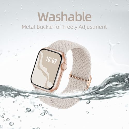 Image of 4 Pack Braided Stretchy Bands Compatible with Apple Watch 40mm 41mm 38mm 42mm 44mm 45mm 46mm 49mm Women Men, Breathable Nylon Elastic Daily Use Straps for iWatch Series 11 /10 9 8 7 6 5 4 3 SE /Ultra 2
