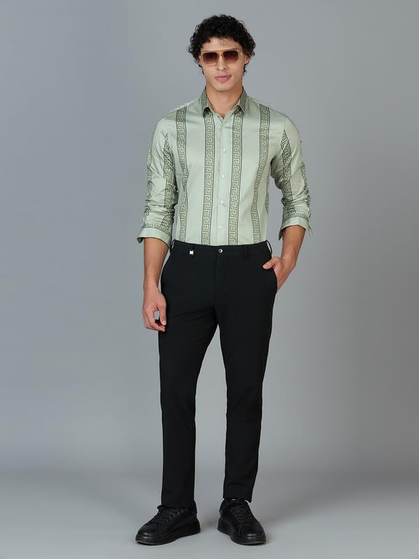 Image of Men's Printed Regular Fit Full Sleeves Cotton Formal Shirt