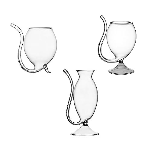 Vampire Wine Glass, Creative Vampire Wine Glass Clear Juice Cup with Drinking Tube Straw Creative Glass Decanter Cups Transparent Wine Decanter for Home Bar Party Club(#3)