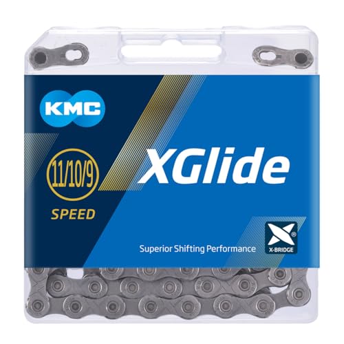 KMC Łańcuch xGlide 9, 10 i 11 biegów, metal, podwójny, 118 ogniw, szary