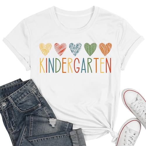 Kindergarten Shirt for Women Preschool Heart Tshirt Kindergarten Teacher Shirts Preschool Teacher Tee