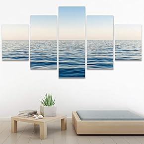 SIGNWIN 5 Panel Canvas Wall Art Aerial Beach...