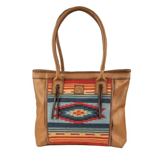 Bolso Tote de cuero con múltiples bolsillos estilo western miniatura 1