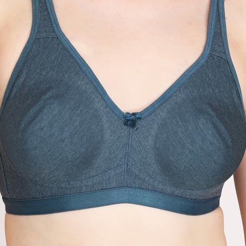 Image of Women Non Padded Bra - Made of Pure Cotton Full Coverage Non Wired Seamless Pushup Soft Cup for T-Shirt Saree Dress Sports Garment for Daily Use Everyday