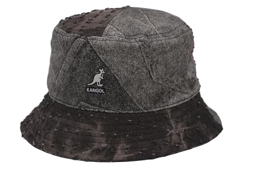 [カンゴール] Denim Mashup Bucket デニム マッシュアップ バケット ハット 帽子(XL, BLACK TROMPE L’OEIL)