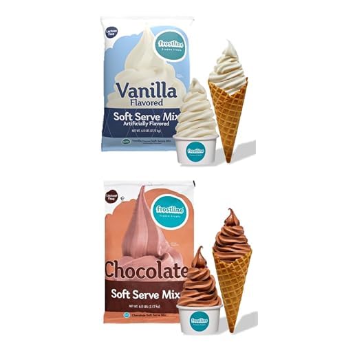 Bundle of Frostline Vanilla Soft Serve Ice Cream Mix (Qty 1x 6 lb Bag) + Frostline Chocolate Soft Serve Ice Cream Mix (Qty 1x 6 lb Bag)
