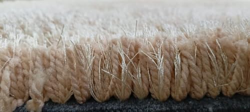 Image of Upgrade Rugs Medium Size 4x6 Feet Rectangular Kaleen Bedroom Indoor Floor Carpets Anti Skid Handwoven Solid Plain Shaggy Rugs High Pile, Floor Carpets for Home Color Skin Beige 1