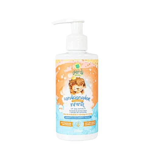 Condicionador Infantil e bebê Vegano Ingredientes 100% Naturais Óleos Essenciais Laranja Doce extrato de camomila