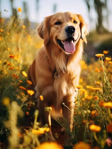 ijbnhd Diamond Art Kits for Adults, 5D Dog Diamond Painting Kit for Beginners, DIY Round Full Drill Dog Gem Art Craft Kits for Home Wall Decor 12x16 Inch