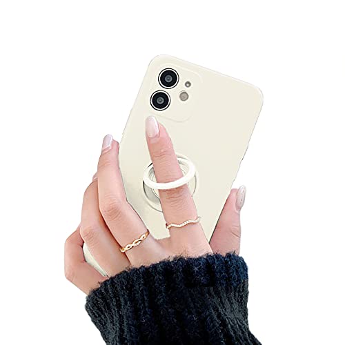 VUTR Funda con Anillo 360º para iPhone 12 Silicona Soporte de Anillo magnético Giratorio [Protector de Lente cámara Integrado] Carcasa para teléfono protección contra Golpes iPhone 12 - Blanco Cover