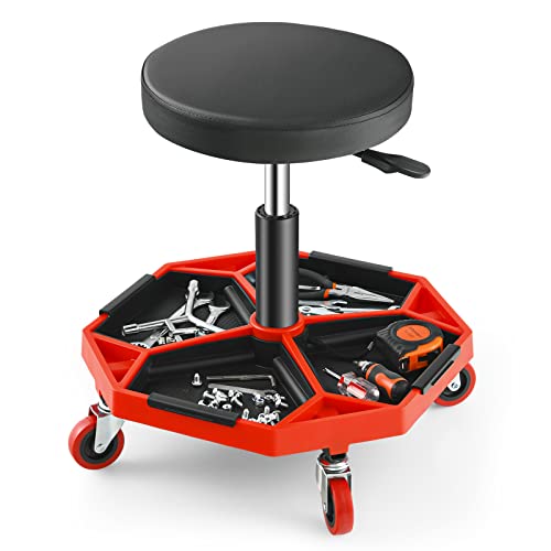 GiantexUK Pneumatic Mechanic Stool with Tool Tray