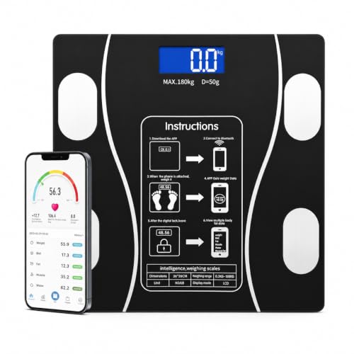 Healtcare Dijital Baskül Bluetooth Vücut Analizi -Dijital Akıllı Tartı-Yağ Ölçer Tartı Akıllı Android ve İos Uyumlu- Siyah