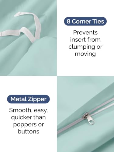 Image of Duvet Cover Cal King Size - 3 Piece with Zipper Closure - Spa Blue